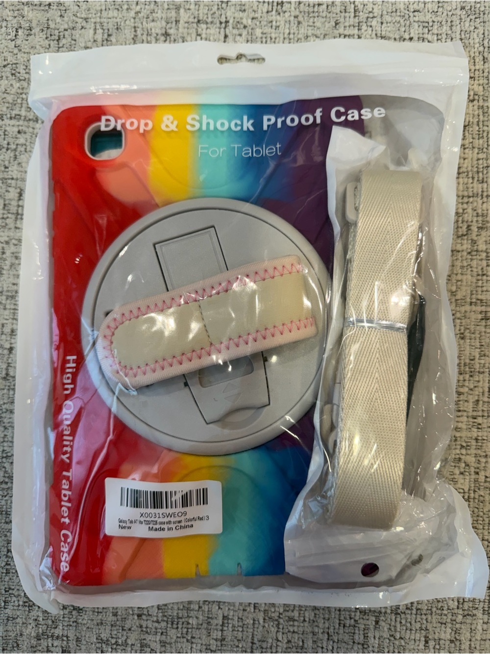 Kids Shockproof Case for Samsung Galaxy Tab A7 Lite T220/T225 w/ Strap Rainbow